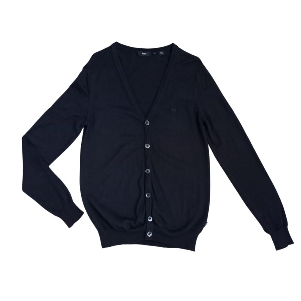 Hugo Boss Black Cardigan Sweater Men's Size S - Button Front Lightweight Classic